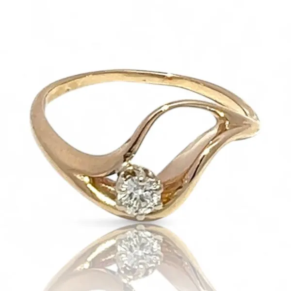 14k Yellow Gold 1/6ct VS2 G-H Brilliant Cut Diamond Ring Size 7.5