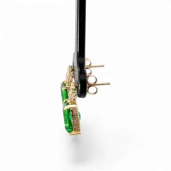 Coleman Co. Black Hills Gold 10k Tri-Color Gold Green Stone Earrings
