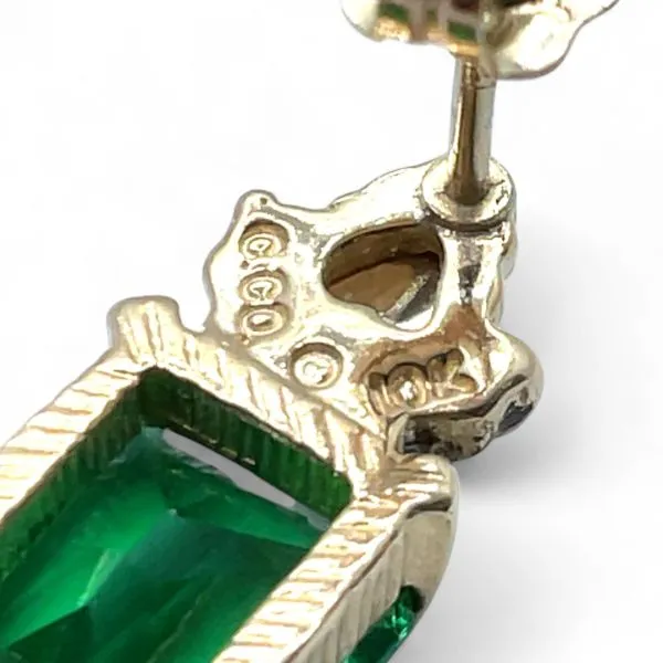 Coleman Co. Black Hills Gold 10k Tri-Color Gold Green Stone Earrings