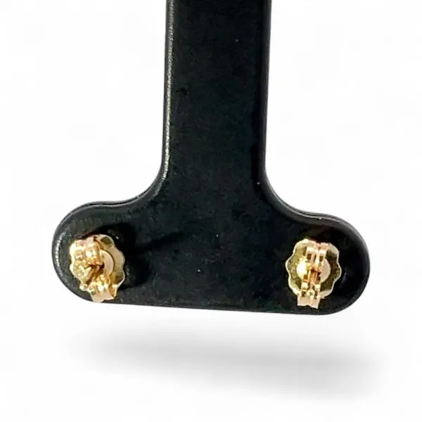 10k Yellow Gold 7.1mm White Freshwater Pearls with Butterfly Backs