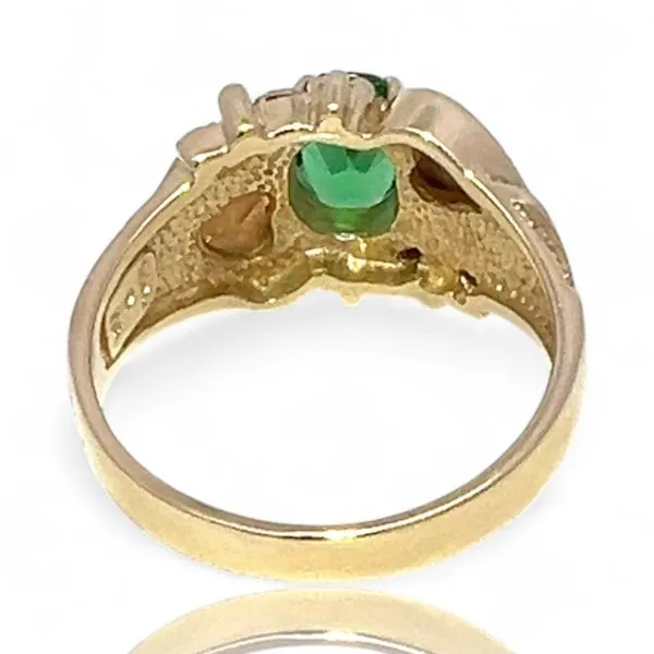 Coleman Co. Black Hill's Gold 10k Tri-Color Green Stone Ring Size 9