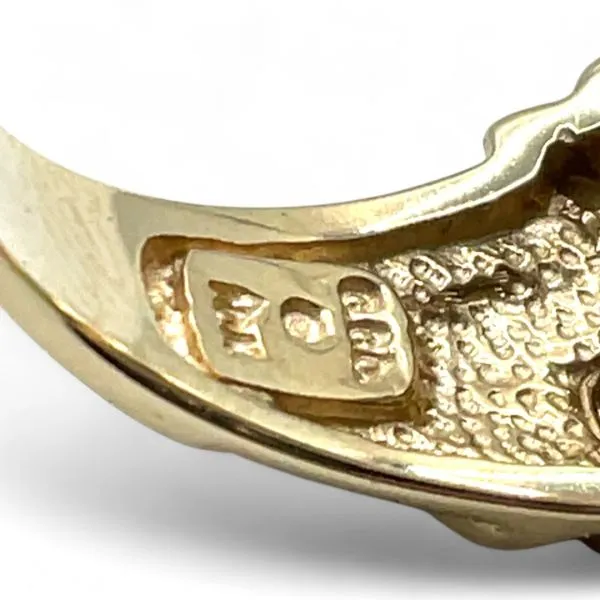 Coleman Co. Black Hill's Gold 10k Tri-Color Green Stone Ring Size 9