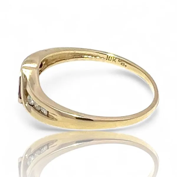 10k Yellow Gold Marquise Ruby and 1/10ctw Diamond Ring Size 9.5