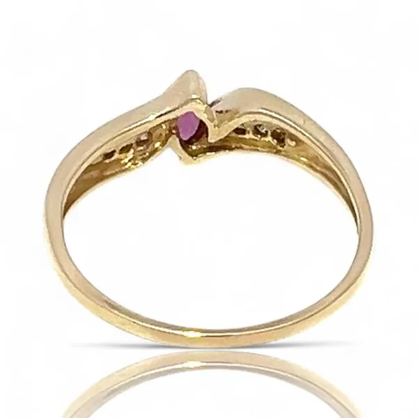 10k Yellow Gold Marquise Ruby and 1/10ctw Diamond Ring Size 9.5