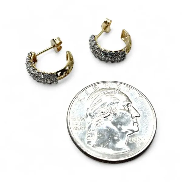 14k Yellow Gold Cubic Zirconia 14mm Hoop Earrings