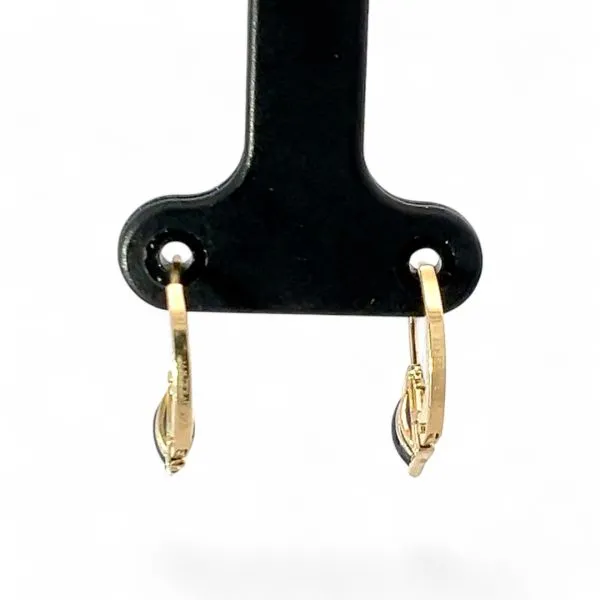 14k Yellow Gold Marquise-Shaped Blue Sapphire Earrings w/ Leverbacks