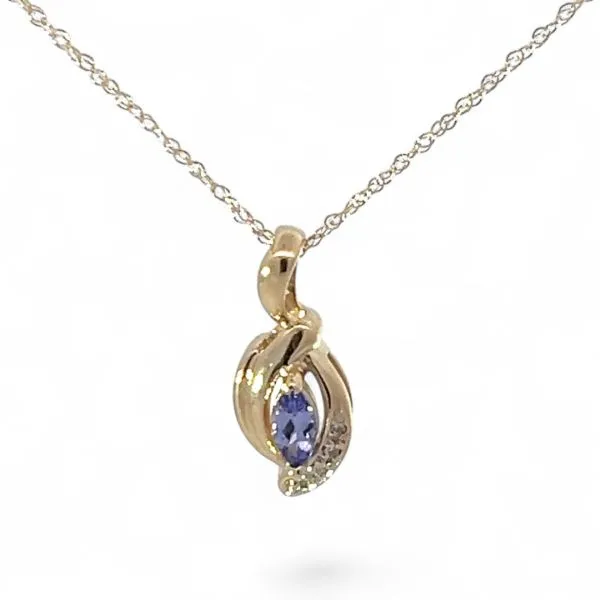 14k Yellow Gold Tanzanite and VS2 Diamond Pendant with Chain 18in