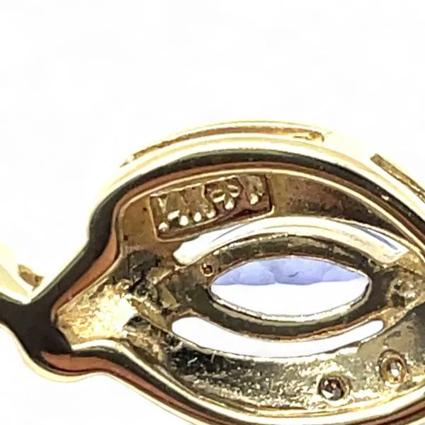 14k Yellow Gold Tanzanite and VS2 Diamond Pendant with Chain 18in