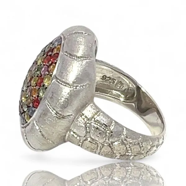 Sterling Silver Multi-Colored Cubic Zirconia Ring Size 6
