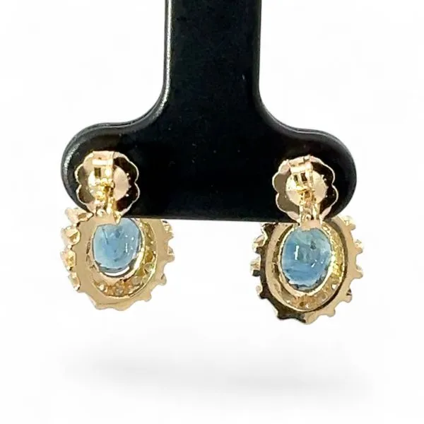 14k Yellow Gold Pale Blue Sapphire and 3/4ctw Diamond Earrings