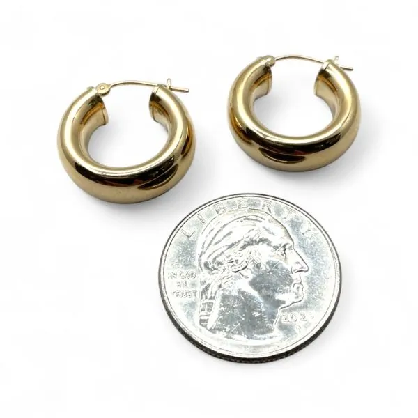 14k Yellow Gold 20mm Hoop Earrings with Hinged Backs