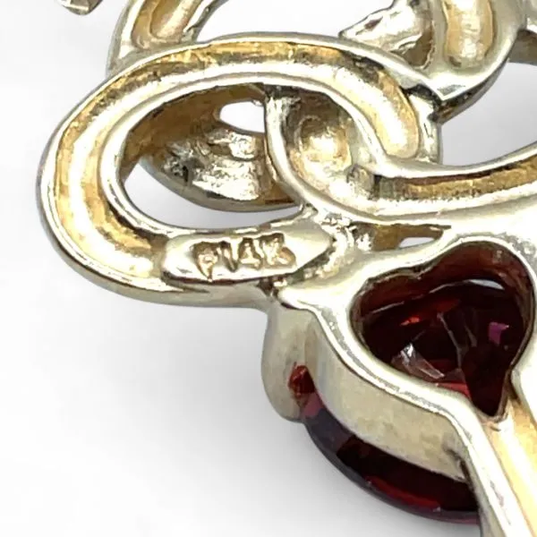 14k Yellow Gold Heart-Shaped Red Garnet Key Pendant 18in