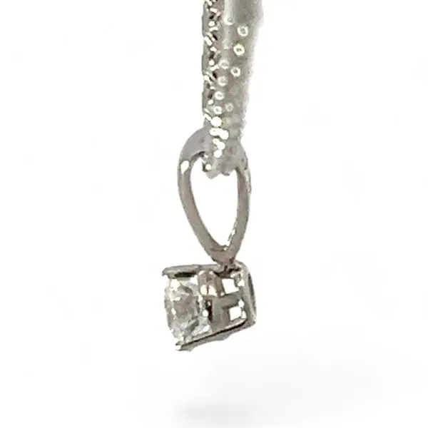 12k White Gold 1/5ct Diamond Solitaire Pendant w/ 18in Cable Chain