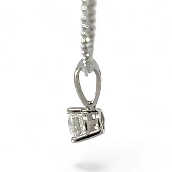 14k White Gold 1/4ct Diamond Solitaire Pendant w/ 18in Cable Chain
