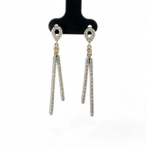 14k White and Yellow Gold 1/3ctw Diamond I1-I2 I-J Dangle Earrings