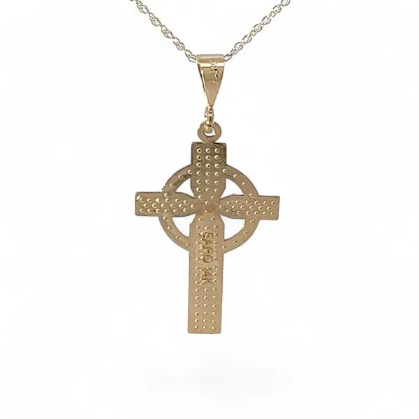 Saro 14k Yellow Gold 1.5in Cross Pendant with a Cable Rope Chain