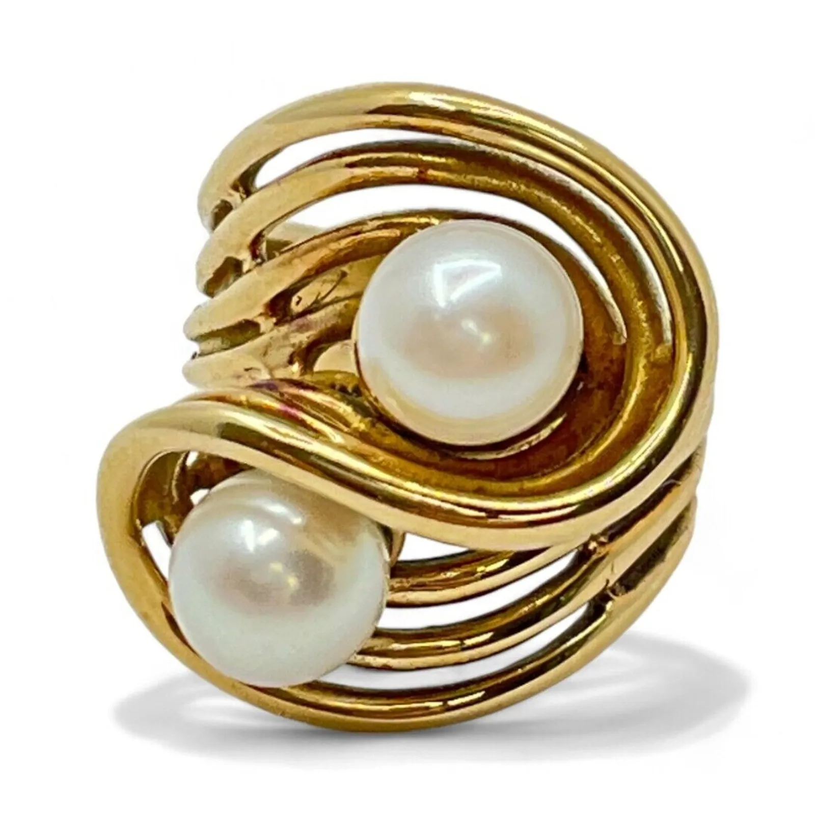 14k Yellow Gold Cultured Freshwater Cream Colored Pearl Ring Size 3