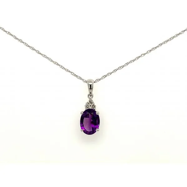 14K WHITE GOLD AMETHYST AND DIAMOND PENDANT Jackson Jewelers Flowood, MS