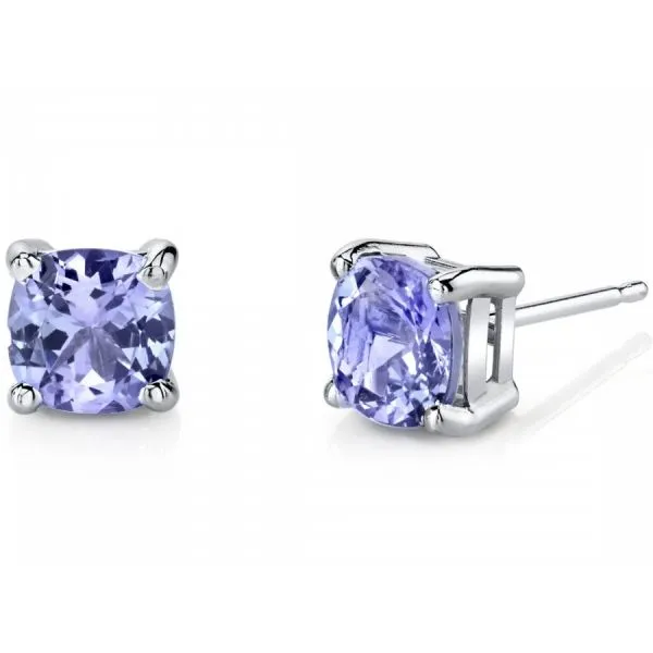 14K White Gold Cushion Cut 2.00 Carats Tanzanite Stud Earrings Montoya Jewelry Designs Windsor, CA