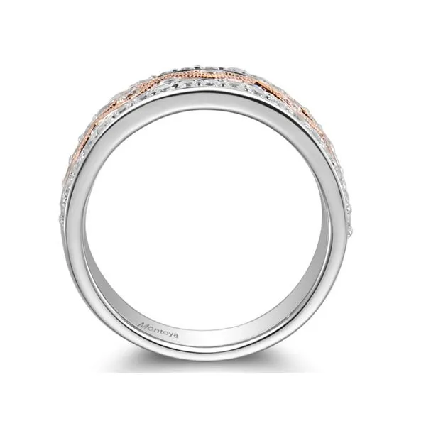 14k White Gold and Rose Gold Band w/ Diamonds Image 2 Montoya Jewelry Designs Windsor, CA
