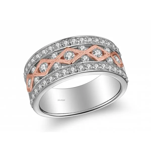 14k White Gold and Rose Gold Band w/ Diamonds Montoya Jewelry Designs Windsor, CA