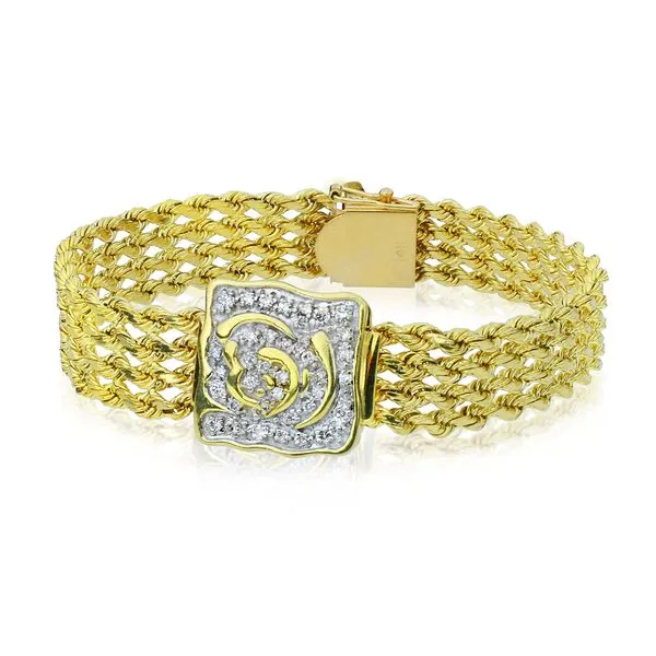 14K Yellow Gold .65ctw Natural Diamond 4 Strand Rope Bracelet Purple Creek Holly Springs, NC