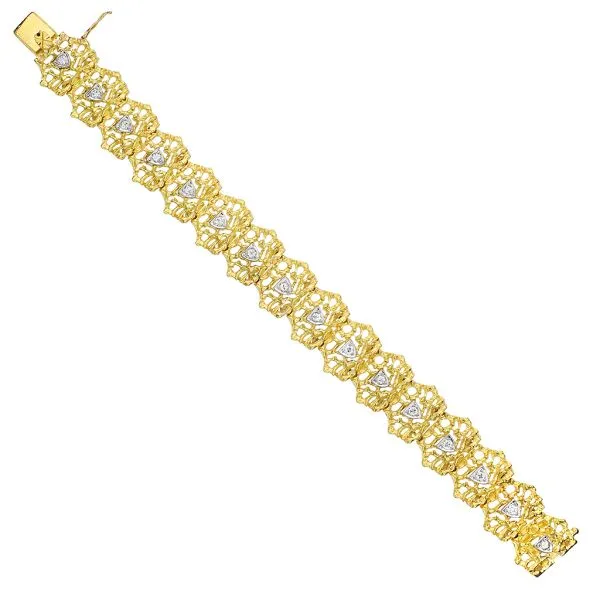 Vintage 18K Yellow Gold .96ctw Natural Diamond Textured Panel Bracelet Image 5 Purple Creek Holly Springs, NC