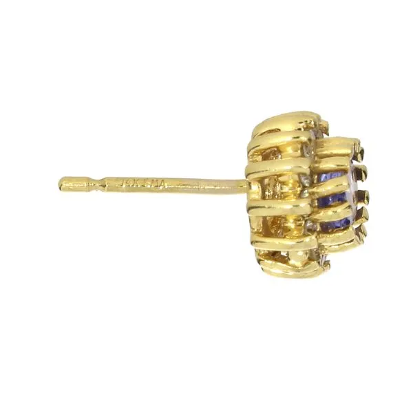 14K Yellow Gold Tanzanite & Natural Diamond Halo Stud Earrings Image 4 Purple Creek Holly Springs, NC