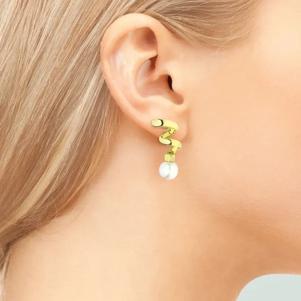 Tiffany & Co. 18K Yellow Gold Corkscrew Pearl Earrings Image 2 Purple Creek Holly Springs, NC