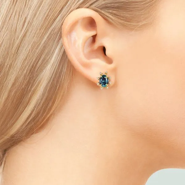 18K Yellow Gold 3.26ctw Alexandrite & Natural Diamond Earrings Image 2 Purple Creek Holly Springs, NC