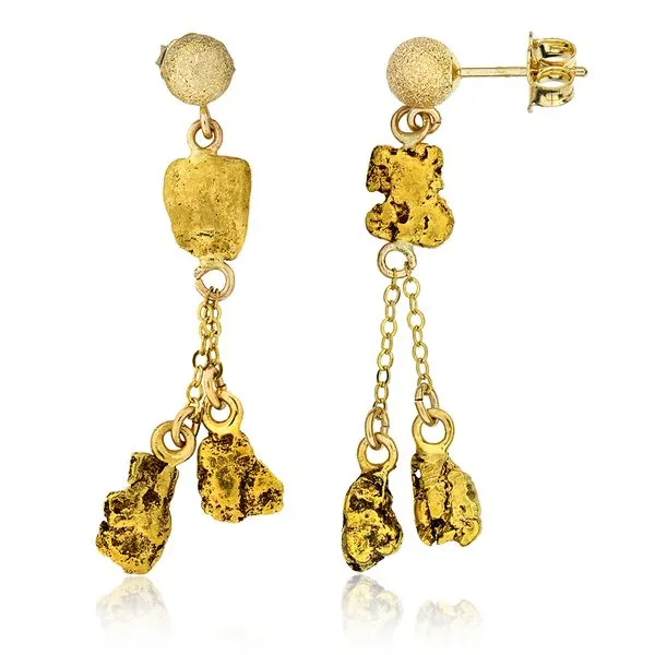 22K Yellow Gold, 6 Placer Gold Nugget and 14K Dangle Earrings Purple Creek Holly Springs, NC