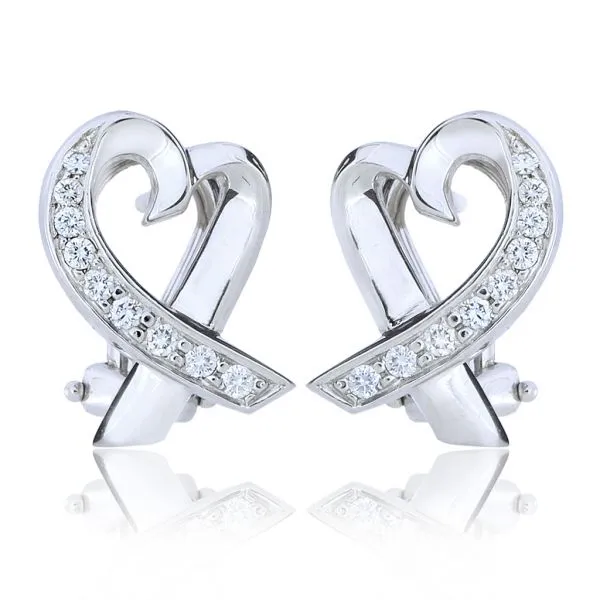 Tiffany & Co 18K Paloma Picasso Loving Heart Natural Diamond Earrings Image 3 Purple Creek Holly Springs, NC