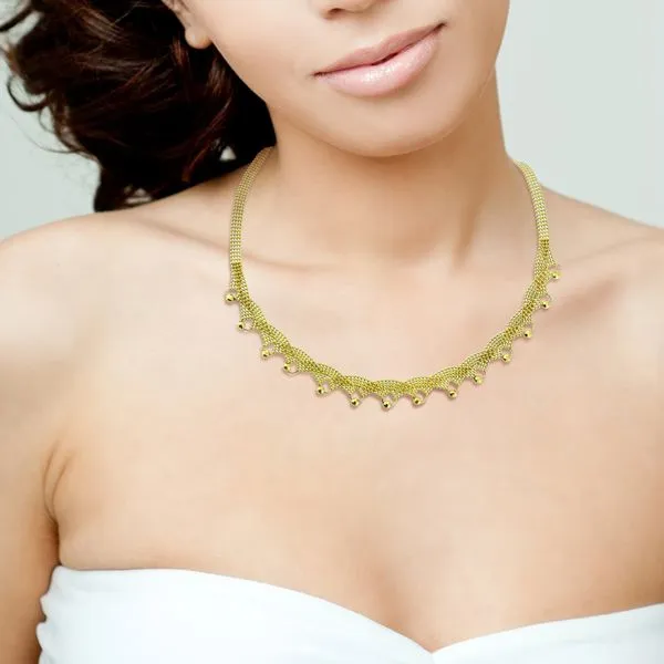 18K Yellow Gold 17" 4 Strand Woven Ball Chain Necklace Image 2 Purple Creek Holly Springs, NC