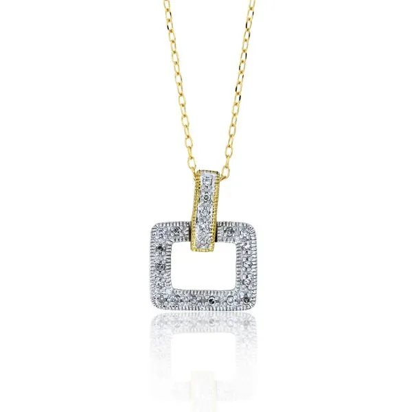 14K Yellow & White Gold Natural Diamond Pendant 18" Cable Necklace Image 3 Purple Creek Holly Springs, NC