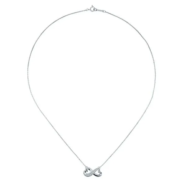 Tiffany & Co. Paloma Picasso 16 1/2" 18K White Gold Natural Diamond Double Loving Heart, 16 1/2" Cable Necklace Image 3 Purple Creek Holly Springs, NC