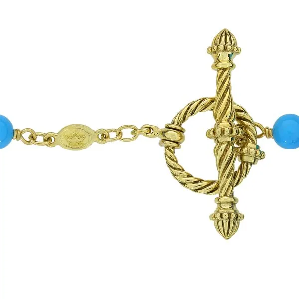 Cynthia Bach 18K Yellow Gold Robins Egg Turquoise 18" Station Necklace Image 4 Purple Creek Holly Springs, NC