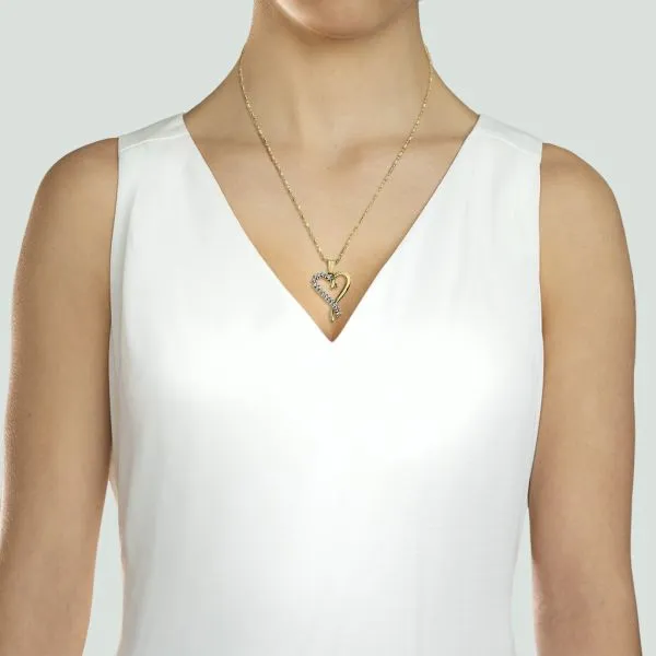 14K Yellow Gold .932ctw Diamond Open Heart Pendant on an 18Ó Ball and Bead Necklace Image 2 Purple Creek Holly Springs, NC