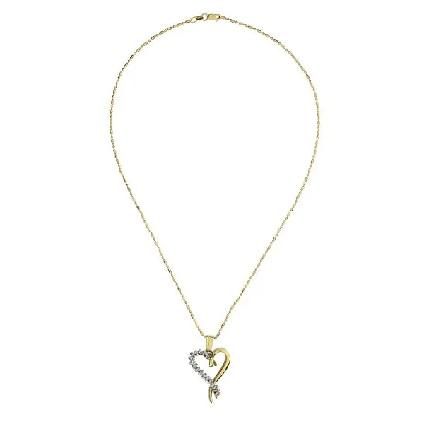 14K Yellow Gold .932ctw Diamond Open Heart Pendant on an 18Ó Ball and Bead Necklace Image 3 Purple Creek Holly Springs, NC