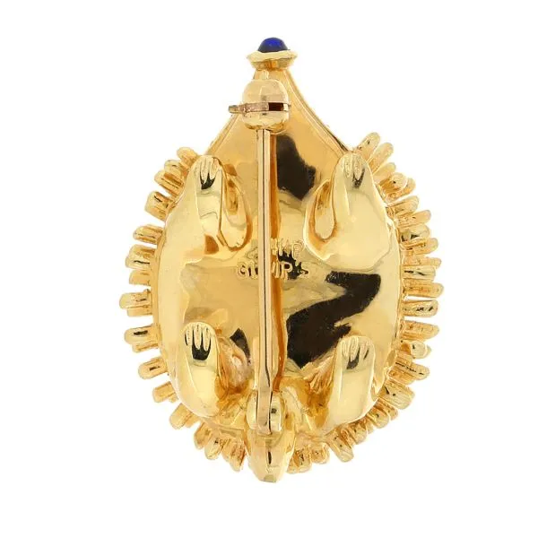 Gump's 14K Yellow Gold Ruby & Sapphire Figural Hedgehog Pin Image 4 Purple Creek Holly Springs, NC