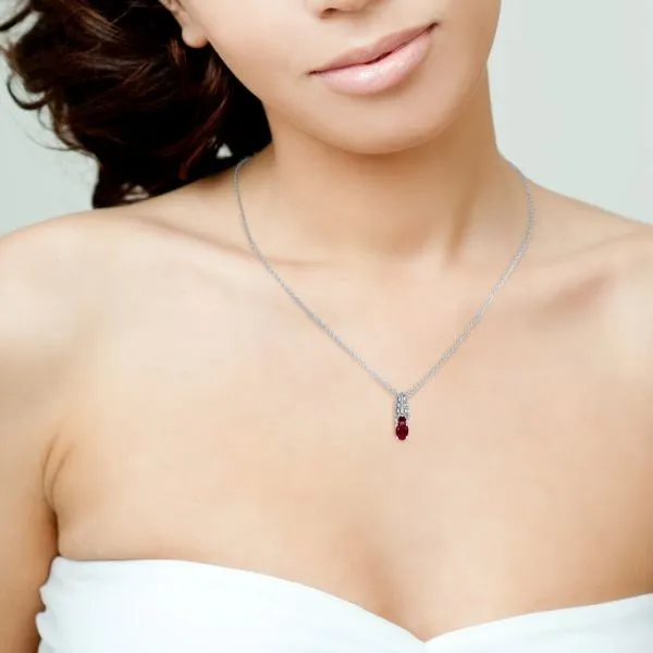 14K White Gold .70ctw Ruby & Natural Diamond Pendant Image 2 Purple Creek Holly Springs, NC