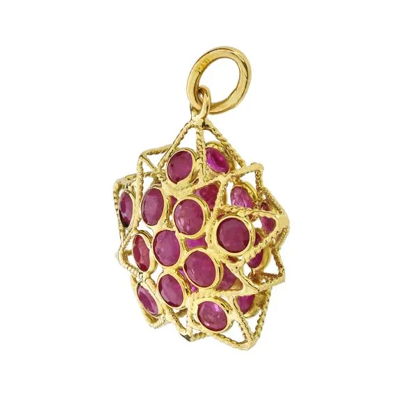 Vintage 16K Yellow Gold 1.98ctw Ruby Star 2 Sided Pendant Image 3 Purple Creek Holly Springs, NC