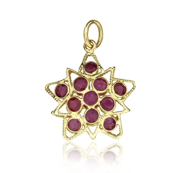 Vintage 16K Yellow Gold 1.98ctw Ruby Star 2 Sided Pendant Purple Creek Holly Springs, NC