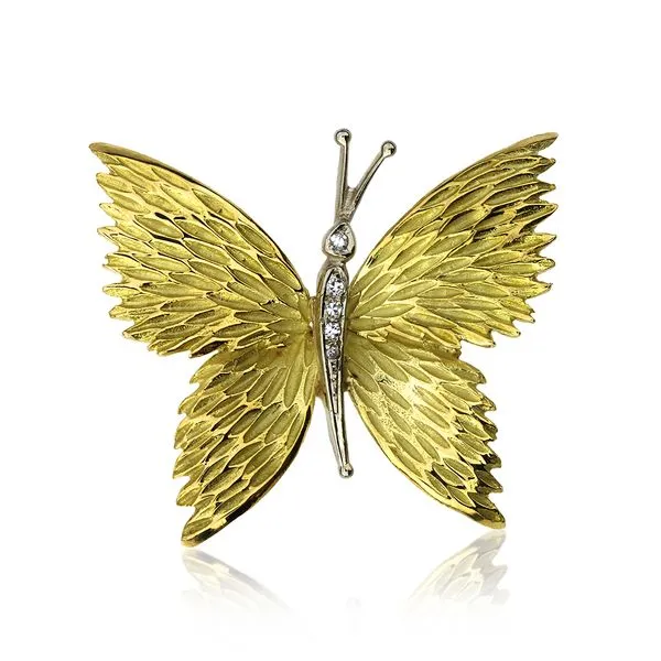 Vintage Tiffany & Co. 18K Yellow Gold Natural Diamond Butterfly Pendant Purple Creek Holly Springs, NC