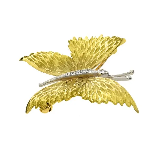 Vintage Tiffany & Co. 18K Yellow Gold Natural Diamond Butterfly Pendant Image 5 Purple Creek Holly Springs, NC