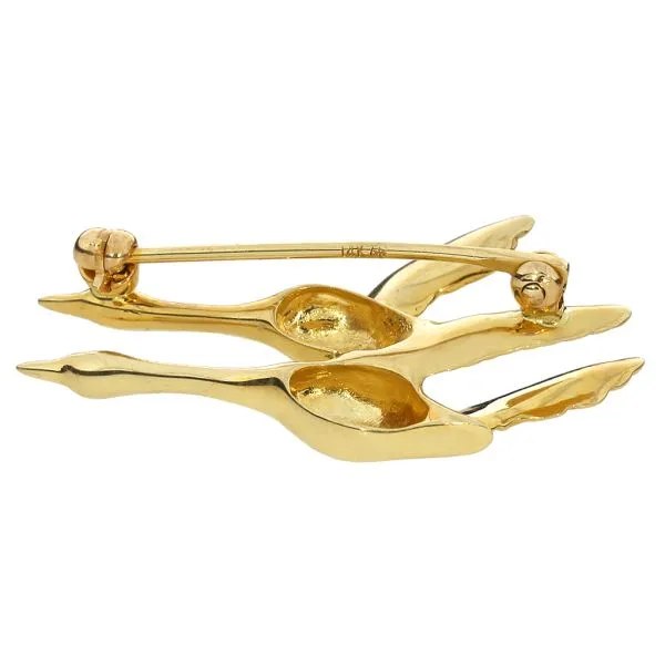 Cross 14K Yellow Gold Figural Flying Geese with Ruby Eyes Brooch Image 5 Purple Creek Holly Springs, NC