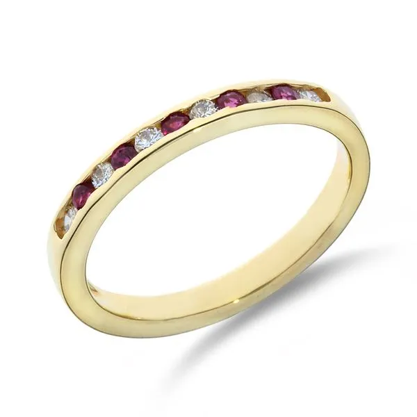 14K Yellow Gold .30ctw Natural Diamond & Ruby Wedding or Stacking Band Purple Creek Holly Springs, NC