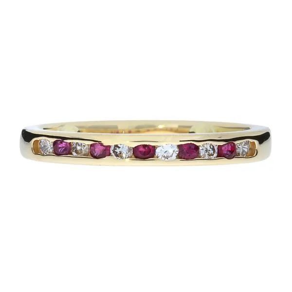 14K Yellow Gold .30ctw Natural Diamond & Ruby Wedding or Stacking Band Image 3 Purple Creek Holly Springs, NC
