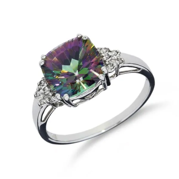 5.33ct Mystic Topaz and Natural Diamond 14K White Gold Ring Purple Creek Holly Springs, NC