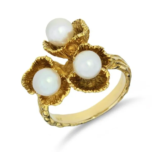 Vintage 14K Yellow Gold Pearls Textured Ring Purple Creek Holly Springs, NC