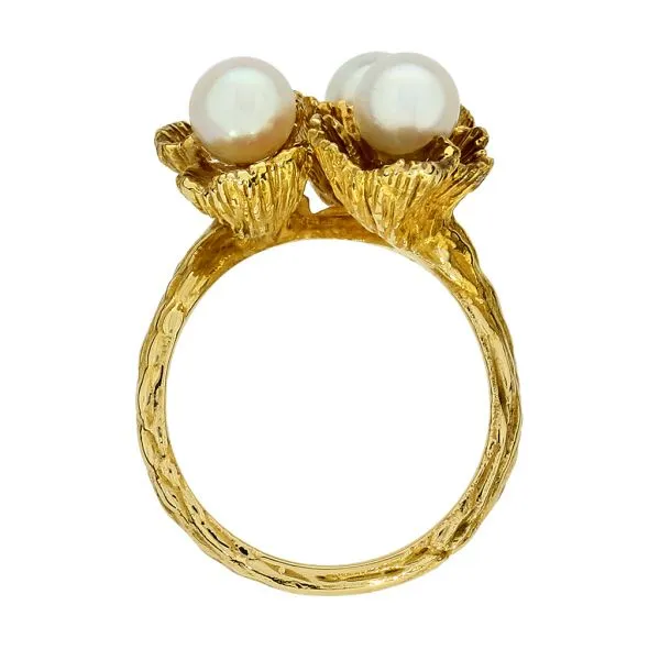 Vintage 14K Yellow Gold Pearls Textured Ring Image 4 Purple Creek Holly Springs, NC